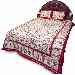 Royal Red Barmeri Pure Cotton Double Bed ...